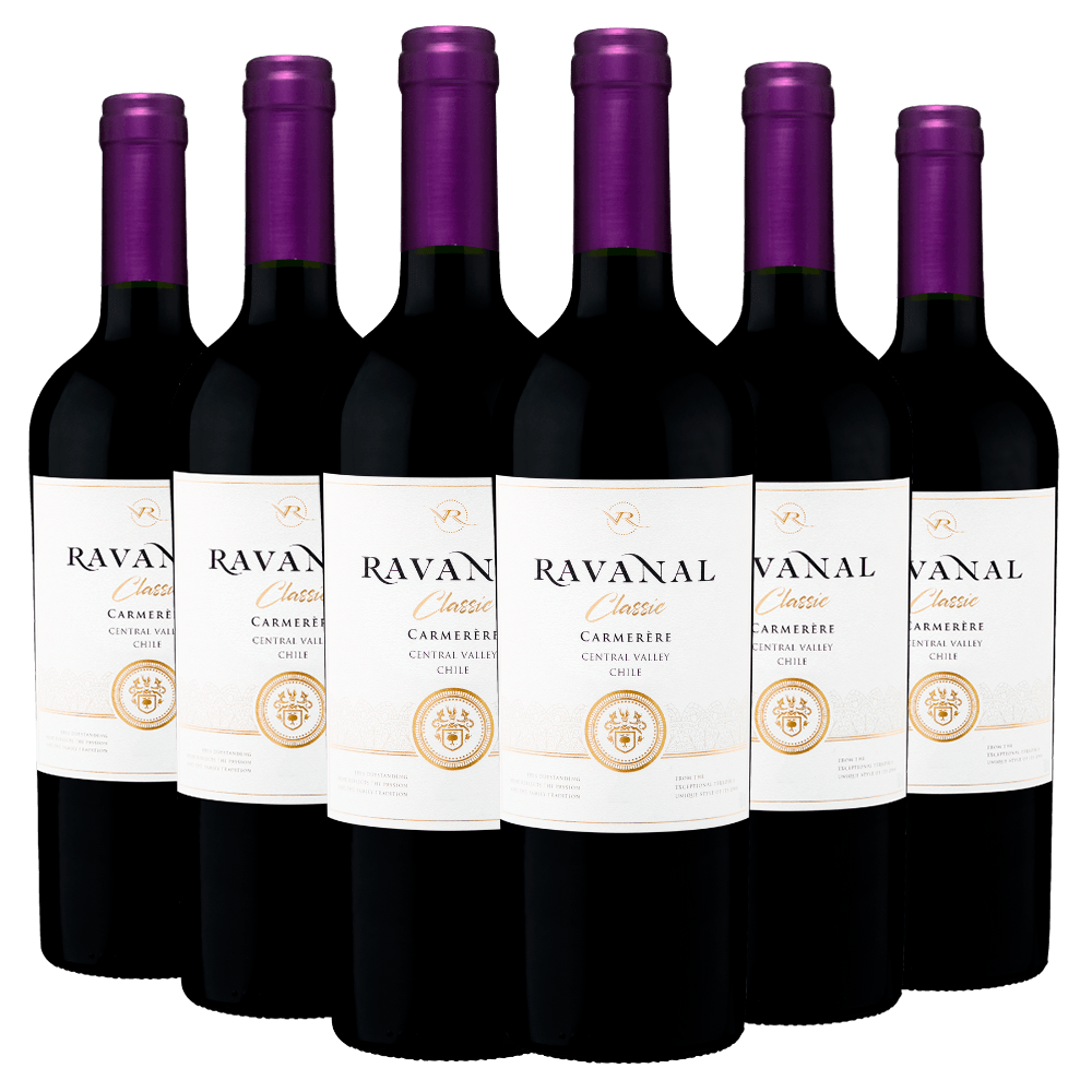 Kit 06 Garrafas Vinho Ravanal Carménère