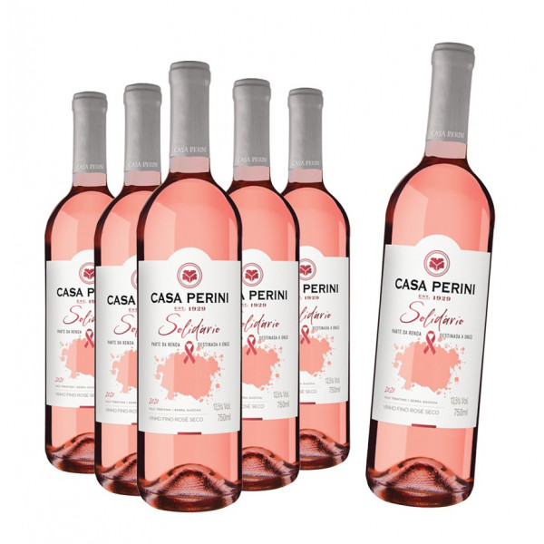 Pack 6 Vinho Casa Perini Rosé Solidário 750ml