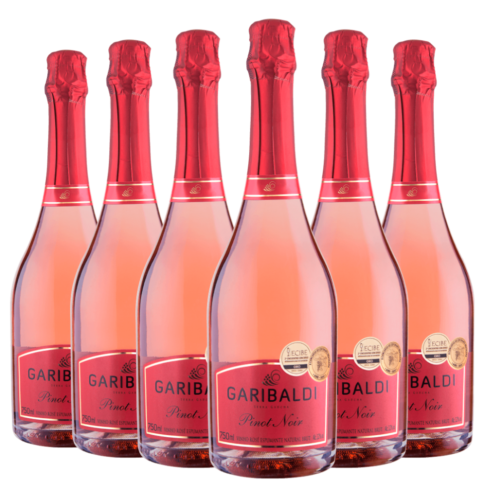 Pack 6 Espumantes Garibaldi Pinot Noir Brut Rosé 750ml